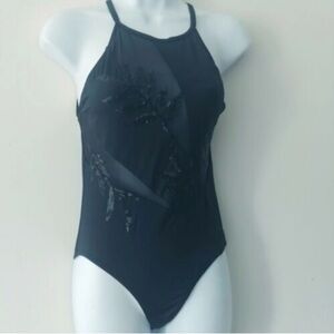 Carmen Marc Valvo Sequin Black One-Piece Swimsuit